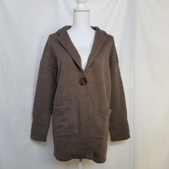 Vintage y2k {Chalet} Oversized Taupe Cardigan Sweater Shacket sz Small - Picture 2 of 8